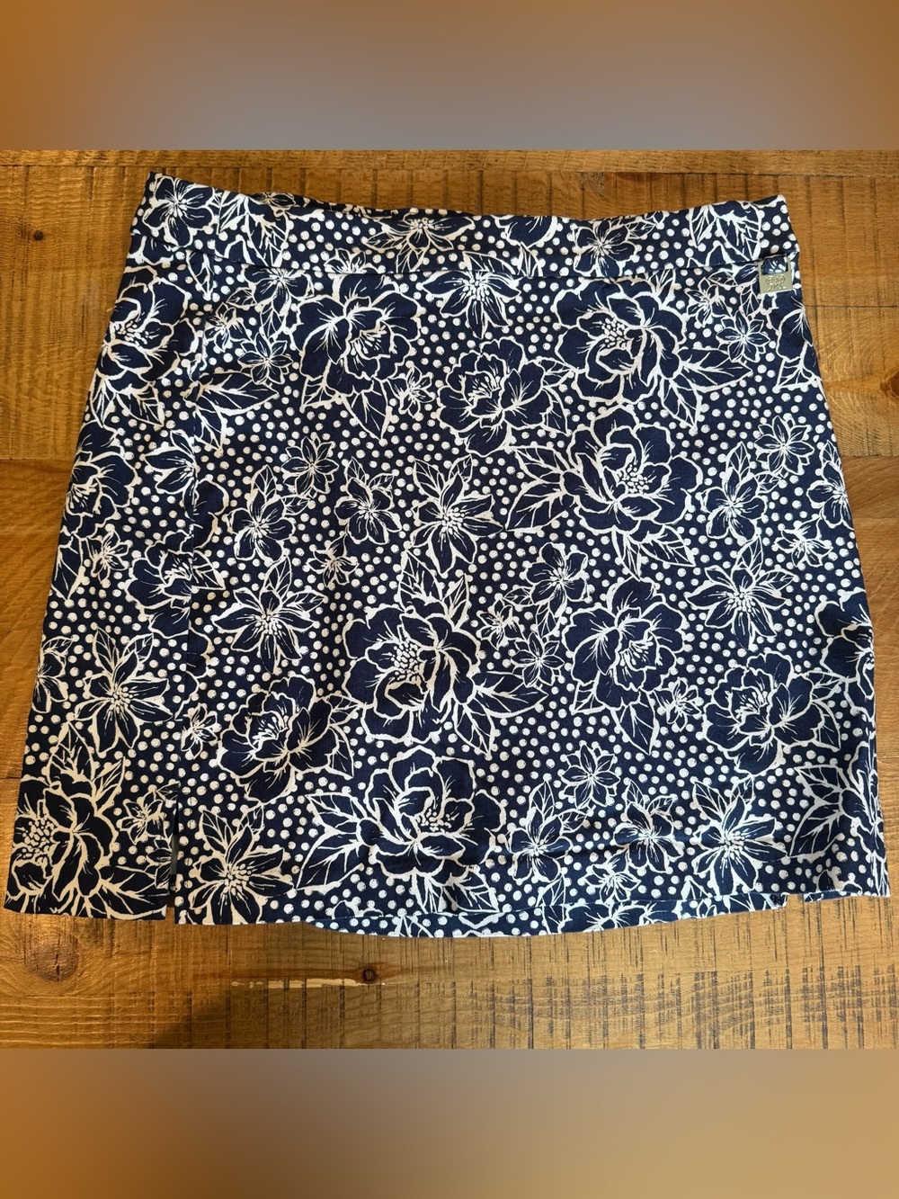 Rafaella Navy and White Floral Mini Skirt